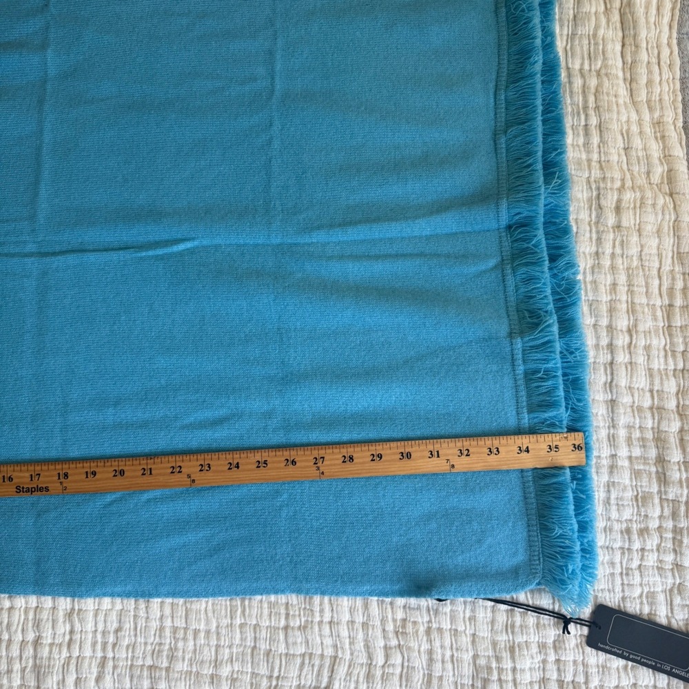 Beryll Womens Cashmere Wrap Scarf Turquoise Fringed Trim Shawl Knit New - Picture 8 of 9